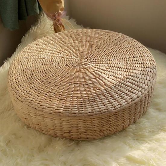 40cm Natural Straw Meditation Yoga Seat Round Tatami Cushion Chair