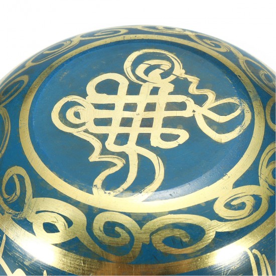 85mm Blue Tibetan Yoga Singing Bowl Buddhism Chime Resonance Meditation Chakara