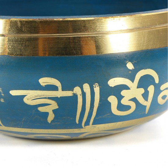 85mm Blue Tibetan Yoga Singing Bowl Buddhism Chime Resonance Meditation Chakara