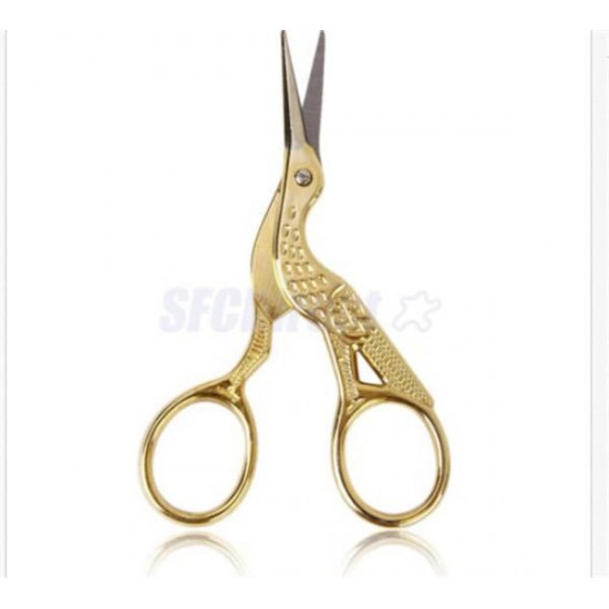 Gold Bronze Stork Embroidery Scissors Eyebrow Ear Hair Trimmer