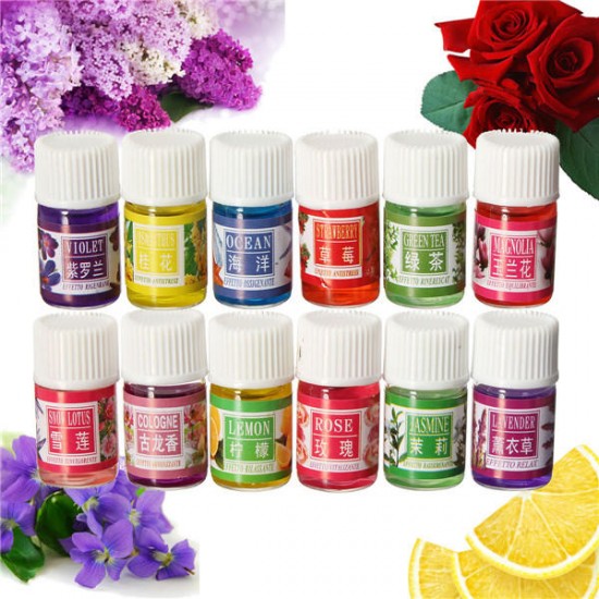 12pcs Flower Essential Oil Set  Spa Aromatherapy Pure Therapeutic Plant Headache Relief Home