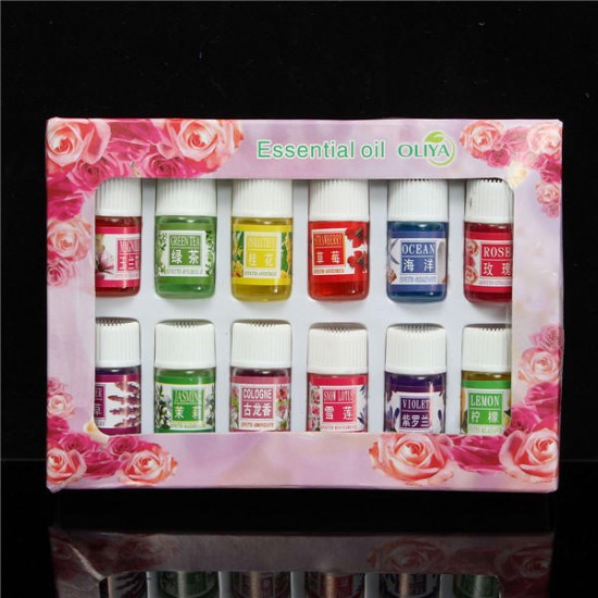 12pcs Flower Essential Oil Set  Spa Aromatherapy Pure Therapeutic Plant Headache Relief Home