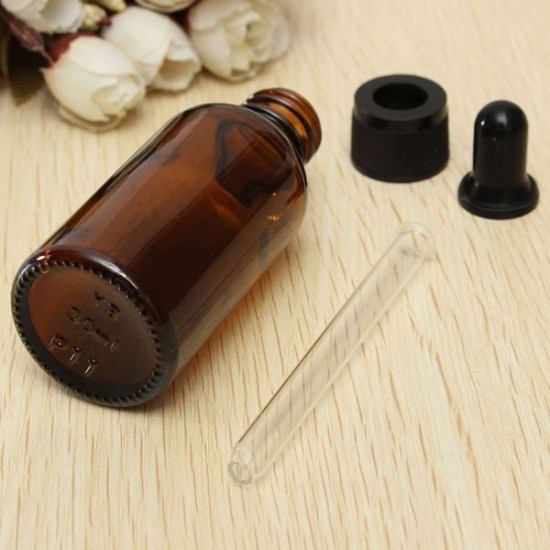 30ML Brown Empty Glass Essential Oil Perfume Dropper Bottle