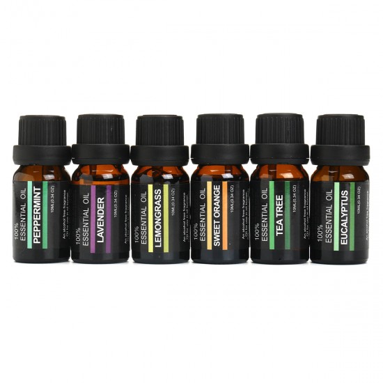 RHJY 6Pcs/Set 10ml Pure Natural Aromatherapy Essential Oils Therapeutic Plant