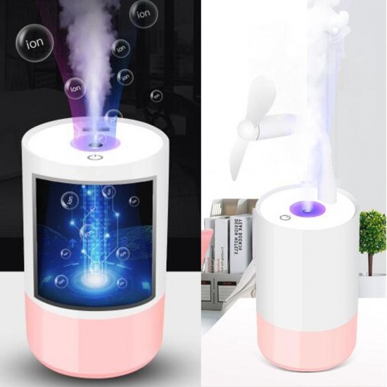 3 In 1 USB Air Humidifier Night Light Small Fan Ultrasonic Humidifier Car Aroma Diffuser