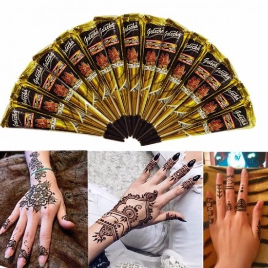3pcs Black Natural Herbal Henna Cone Temporary Tattoo Body Art Tattoos Hair Loss 3pcs Black Natural Herbal Henna Cone Temporary Tattoo Body Art Tattoos Hair Loss