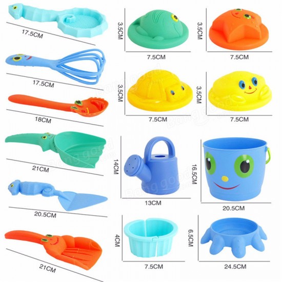 14PCS Fun Cute Playing Game Toy Sea Creature Shape Tools Sand Water Beach Indoor Outdoor Toy