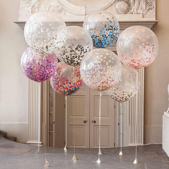 3pcs/Lot Clear Confetti Balloon Happy Birthday Wedding Party Decorations