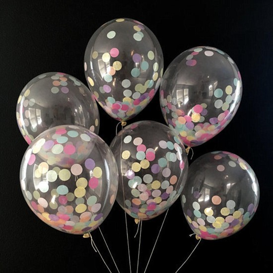 3pcs/Lot Clear Confetti Balloon Happy Birthday Wedding Party Decorations