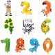 Cute Animal Cartoon Arabic Numeral Foil Balloons Number Inflatable Kids Toy Party Wedding Decor