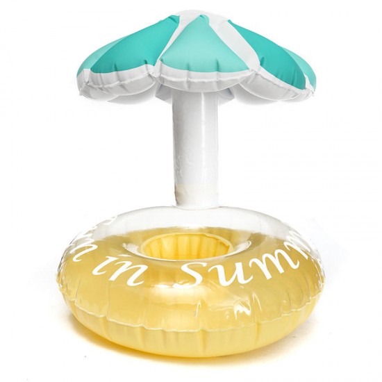 Inflatable Drink Can Holder Floating Umbrella Shape Beer Cup Can Holder Pool Bath Beach Party Decor