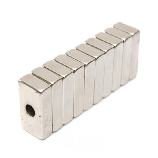10pcs Block Magnets 20x10x5mm Hole 4mm Rare Earth Neodymium N5 Magnetic Toys