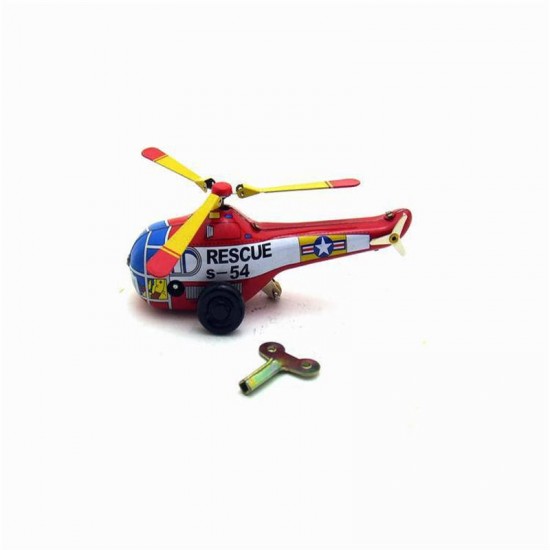 Classic Vintage Clockwork Little Helicopter Nostalgic Wind Up Children Kids Tin Toys With Key