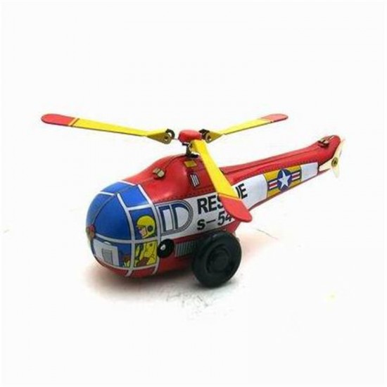 Classic Vintage Clockwork Little Helicopter Nostalgic Wind Up Children Kids Tin Toys With Key