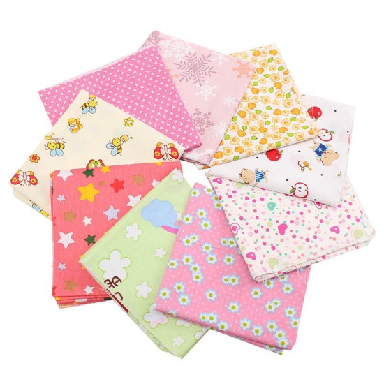 10PCS DIY Cute Cartoon Pattern Cotton Material Vintage Shabby Chic Summer Cloth Colors