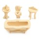 34 Pcs 3D DIY Wooden Miniature Dollhouse Furniture Model Unpainted Suite Toys 34 Pcs 3D DIY Wooden Miniature Dollhouse Furniture Model Unpainted Suite Toys