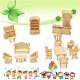 34 Pcs 3D DIY Wooden Miniature Dollhouse Furniture Model Unpainted Suite Toys 34 Pcs 3D DIY Wooden Miniature Dollhouse Furniture Model Unpainted Suite Toys