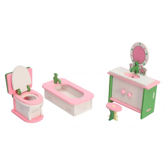 4 Sets of Delicate Wood Dollhouse Furniture Kits for Doll House Miniature 4 Sets of Delicate Wood Dollhouse Furniture Kits for Doll House Miniature