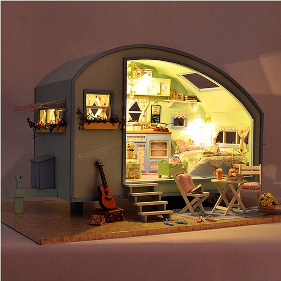 CuteRoom A-016 Time Travel DIY Wooden Dollhouse Miniature Kit Doll house LED Music Voice Control