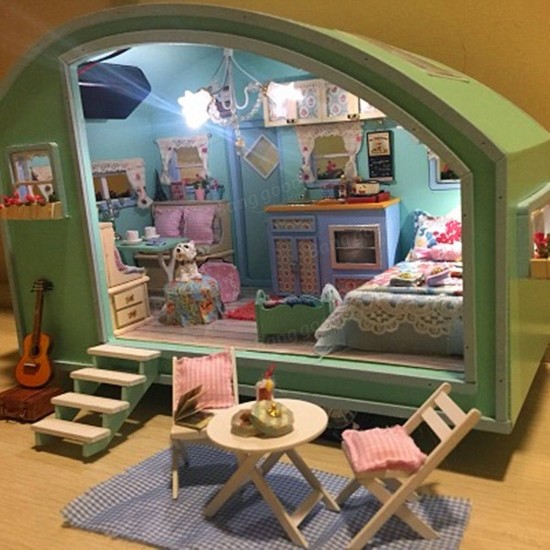CuteRoom A-016 Time Travel DIY Wooden Dollhouse Miniature Kit Doll house LED Music Voice Control