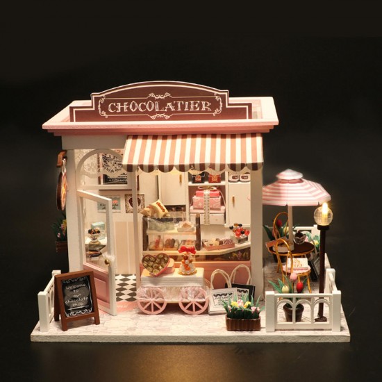 Doll House Kit DIY Miniature Wooden Handmade House Cake Shop Kids Craft Toys