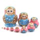 10pcs Hand Painted Blue Dolls Set Wooden Russian Nesting Babushka Matryoshka