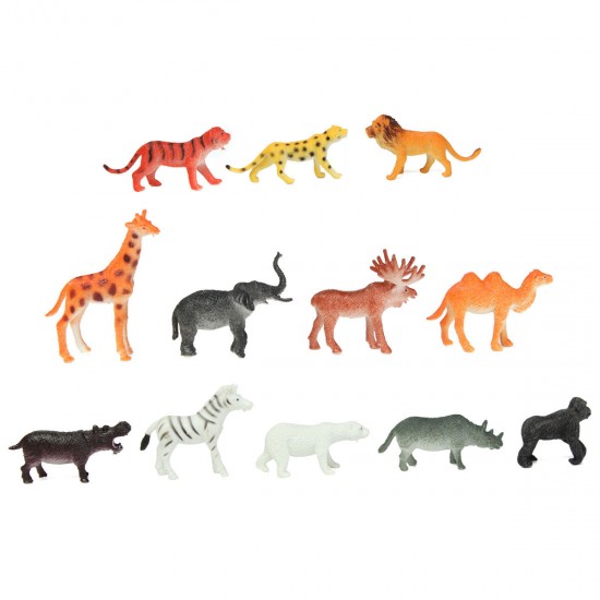 12 Small plastic Zoo Safari animals Lion Tiger Leopard Hippo Giraffe figures