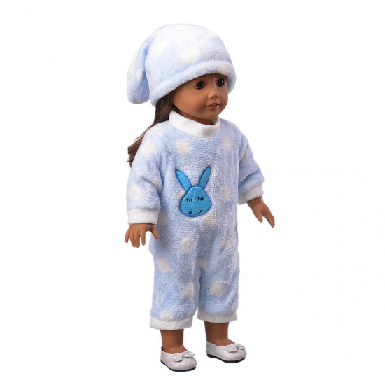 Dolls Pajamas Sleeping Clothes Fit For Doll Jumpsuit Suit With Cute Hat 18inch Kids Birthday Gift