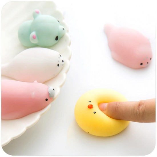 16PCS Squishy Mochi Stress Reliever Squeeze Healing Toy Seal Cat Paw Cute Collection Christmas Gift Decor