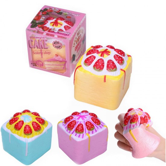 2PCS Vlampo Squishy Jumbo Strawberry Cup Cake Cube Licensed Slow Rising With Packaging