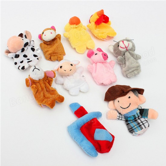 10 PCs Family Finger Puppets Cloth Doll Baby Educational Hand Toy