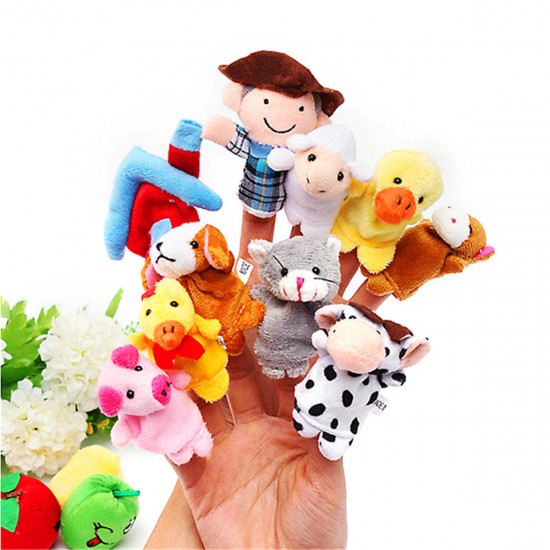 10 PCs Family Finger Puppets Cloth Doll Baby Educational Hand Toy