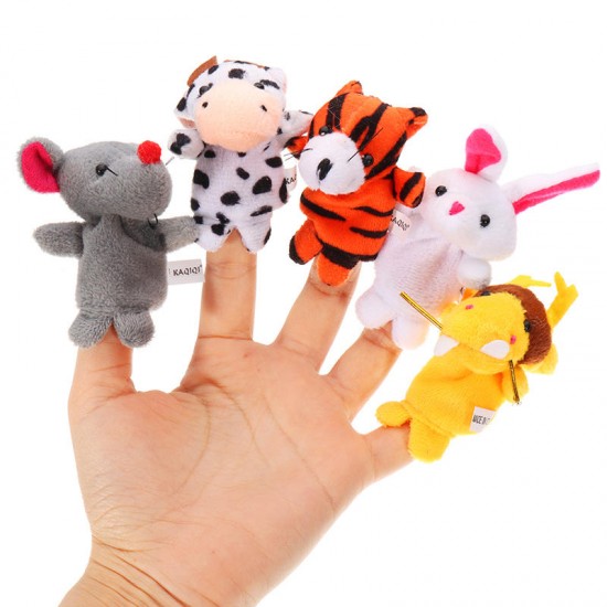 12PCS Animal Finger Puppets Stuffed Plush Toy Chinese Zodiac Soft Cloth Animal Doll Baby Story Toys