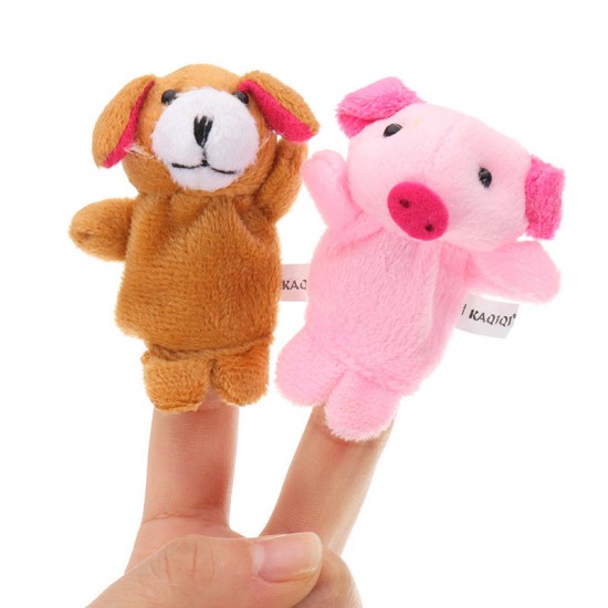 12PCS Animal Finger Puppets Stuffed Plush Toy Chinese Zodiac Soft Cloth Animal Doll Baby Story Toys