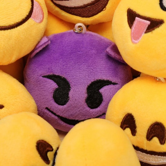 15PCS 8CM Cute Individuality Emoji Expression Key Rings Plush Keychains