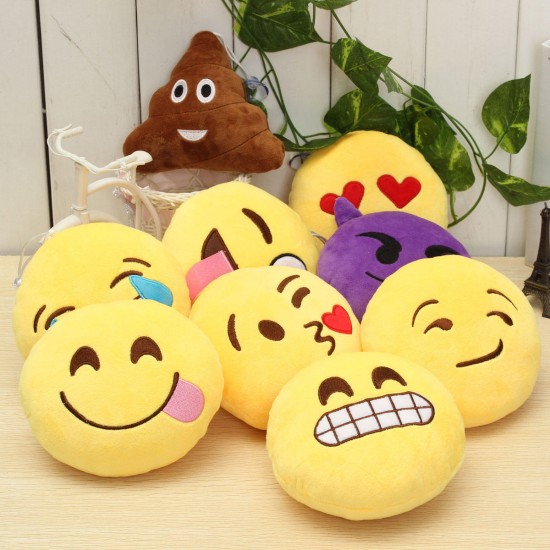 5.9'' 15cm Emoji Smiley Emoticon Stuffed Plush Soft Toy Round Cushion Ornament Decor Gift