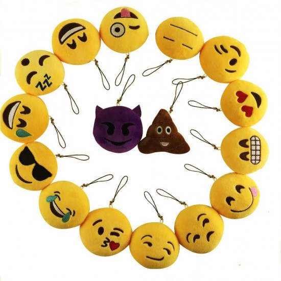8CM Cute Individuality Emoji Expression Key Rings Plush Keychains