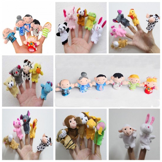 Family Finger Puppets Soft Cloth Animal Doll Baby Hand Toys For Kid Children Educational Gift