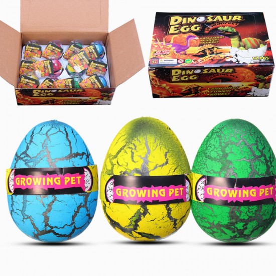12PCS Huge 6cm Dinosaur Egg Package Wholesale Hatching Growing Magic Water Novelties Toys With Box