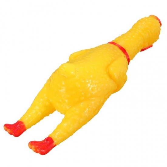 Squeeze Yellow Screaming Rubber Chicken Pet DogToy Squeaker Stress Relievers Gift