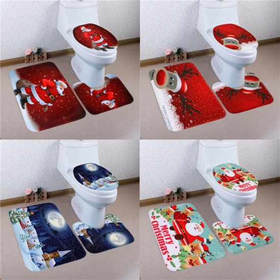3PCS Christmas Home Decoration Snowman Santa Toilet Seat Cover Bathroom Mat Closestool Cover Rug 3PCS Christmas Home Decoration Snowman Santa Toilet Seat Cover Bathroom Mat Closestool Cover Rug