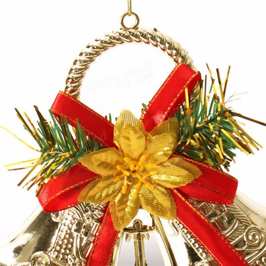 Christmas Bowknot Double Bell Xmas Tree Ornament Pendant Door Hanging Decoration