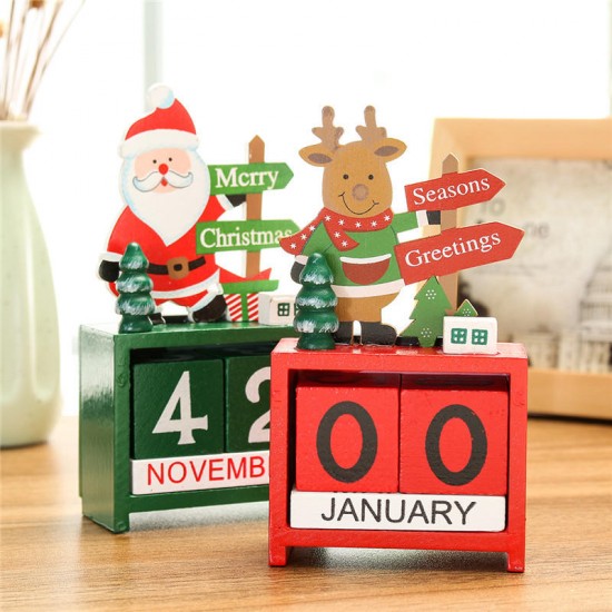 Christmas Creative Gift Mini Wooden Calendar Home Ornament Table Desk Decor Elk Santa Claus Christmas Creative Gift Mini Wooden Calendar Home Ornament Table Desk Decor Elk Santa Claus