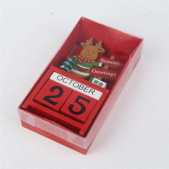 Christmas Creative Gift Mini Wooden Calendar Home Ornament Table Desk Decor Elk Santa Claus Christmas Creative Gift Mini Wooden Calendar Home Ornament Table Desk Decor Elk Santa Claus