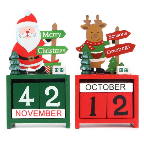 Christmas Creative Gift Mini Wooden Calendar Home Ornament Table Desk Decor Elk Santa Claus Christmas Creative Gift Mini Wooden Calendar Home Ornament Table Desk Decor Elk Santa Claus