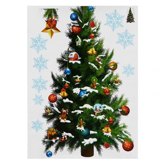 Christmas Party Home Decoration Removable Green Christmas Tree Wall Stickers For Kids Children Toys
