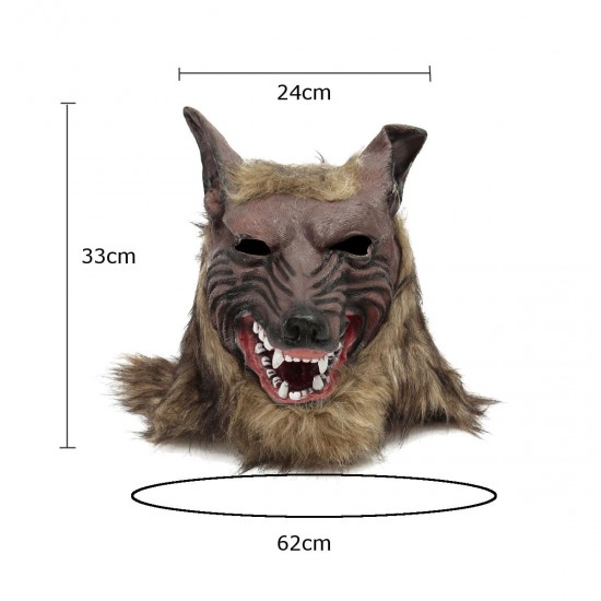 1/2PCS Latex Rubber Wolf Head Hair Mask Werewolf Gloves Party Scary Halloween Cosplay