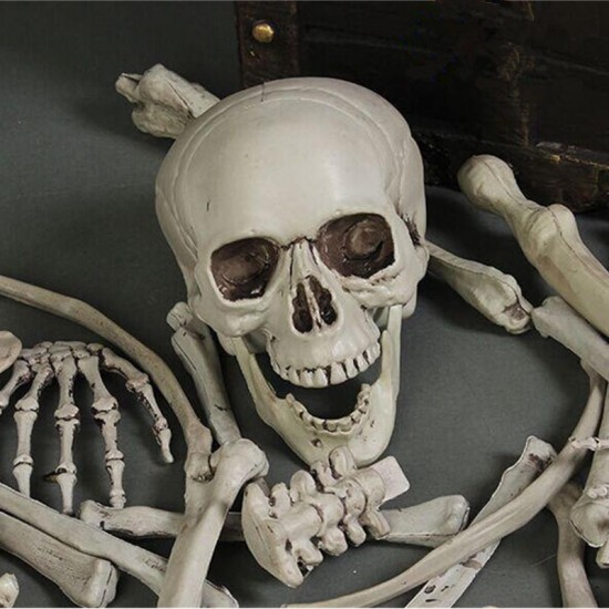 28PCS Adult Skeleton Bone Grave Skull Halloween Haunted House Decoration Props