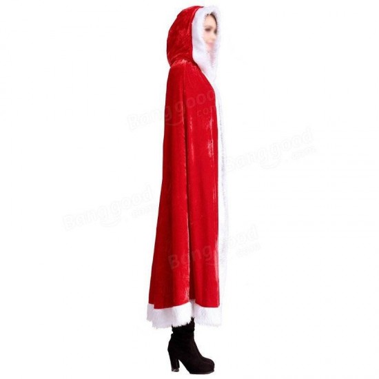 Christmas Costume Red Riding Hooded Cape Belle Velvet Cape Santa Father Cloak Princess Cosplay