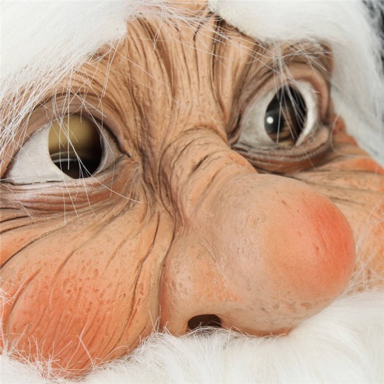 Christmas Party Home Decoration Santa Claus Face Mask With Beard Cosplay Toys Props
